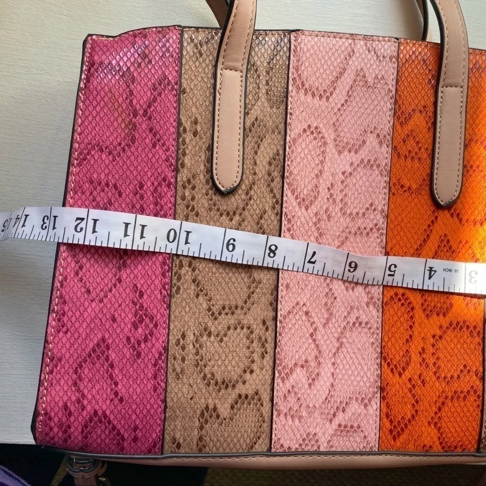 MultiColored Alligator Print Tote Bag with Straps with Detachable Long Strap